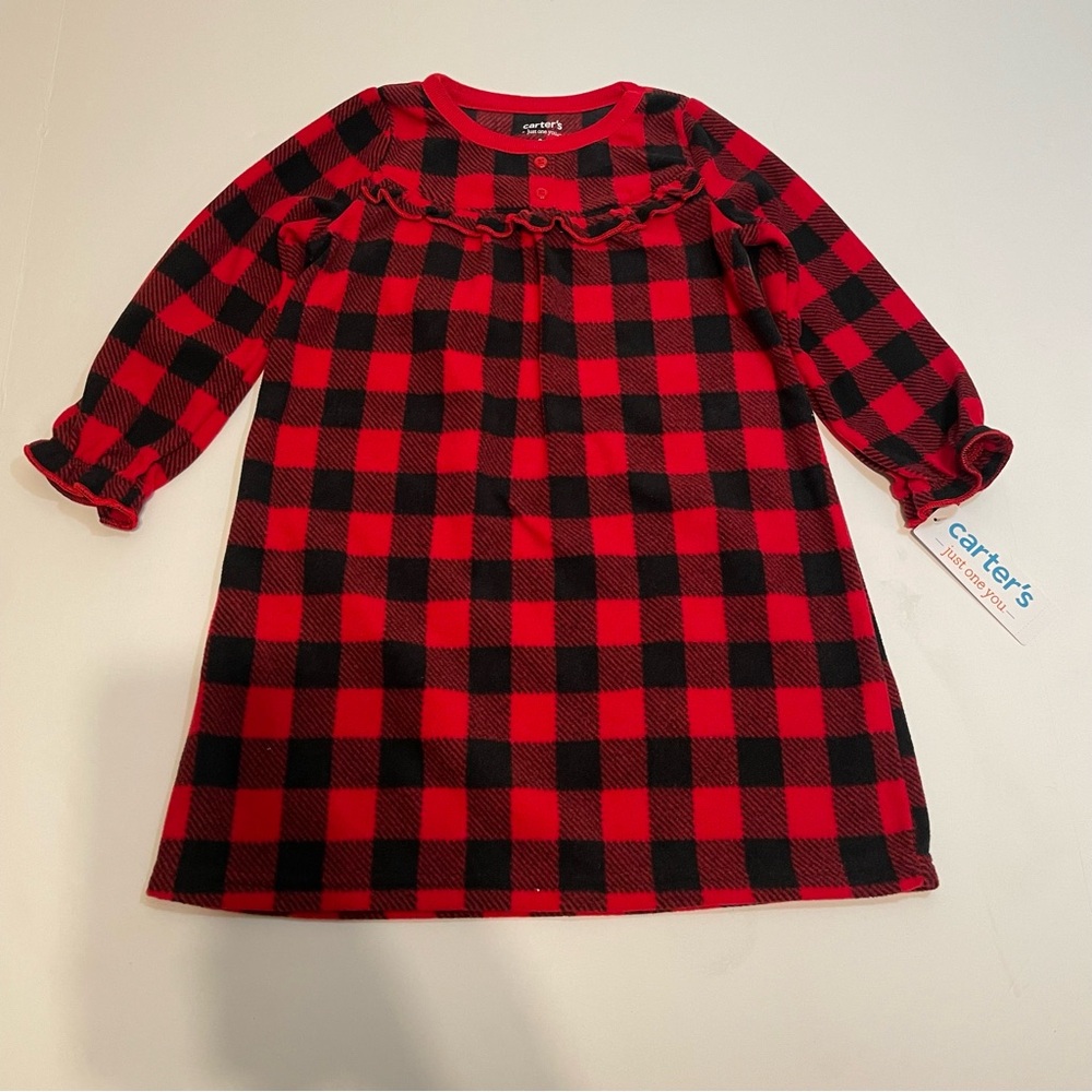 2T Buffalo Check Fleece Nightgown PJs Christmas